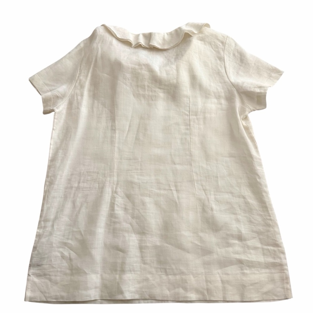 Tyler Boe Cream Linen Ruffle Collar Tunic Top Blouse Size XL Lagenlook Neutral - Picture 9 of 14